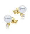 Pearl with CZ Crystal Silver Stud Earring STS-4874